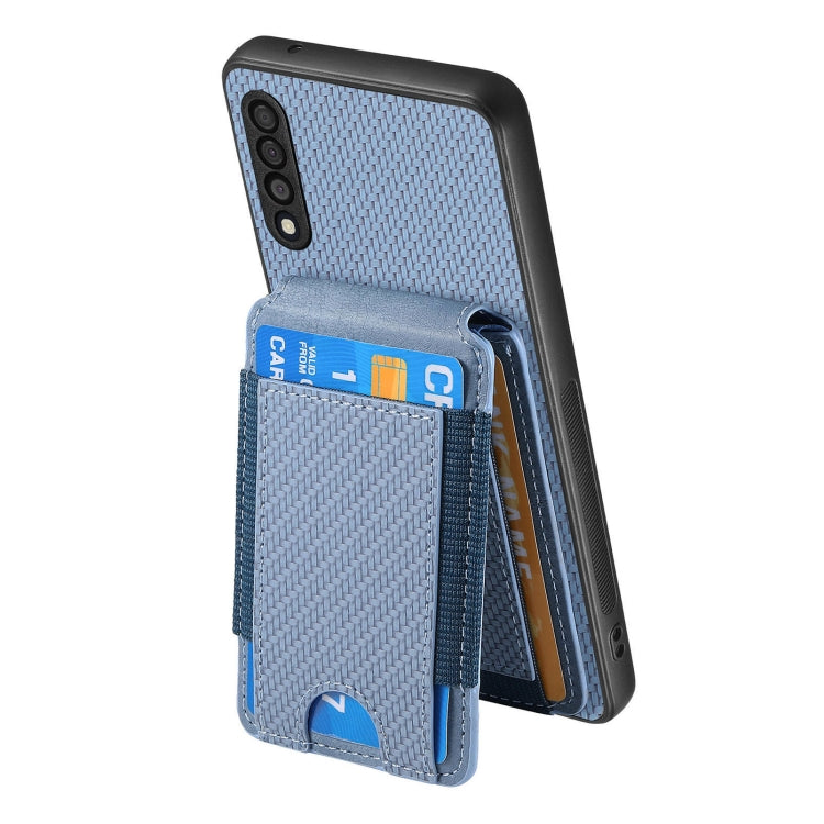 For Samsung Galaxy A10 Carbon Fiber Vertical Flip Wallet Stand Phone Case