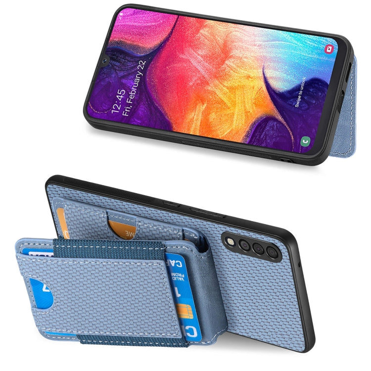 For Samsung Galaxy A10 Carbon Fiber Vertical Flip Wallet Stand Phone Case
