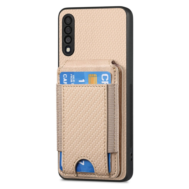 For Samsung Galaxy A10 Carbon Fiber Vertical Flip Wallet Stand Phone Case