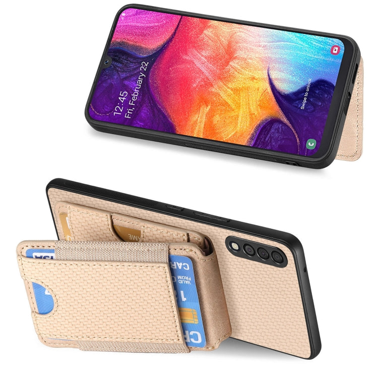 For Samsung Galaxy A10 Carbon Fiber Vertical Flip Wallet Stand Phone Case