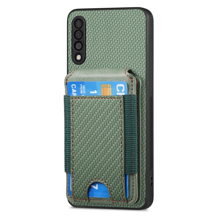 For Samsung Galaxy A10 Carbon Fiber Vertical Flip Wallet Stand Phone Case