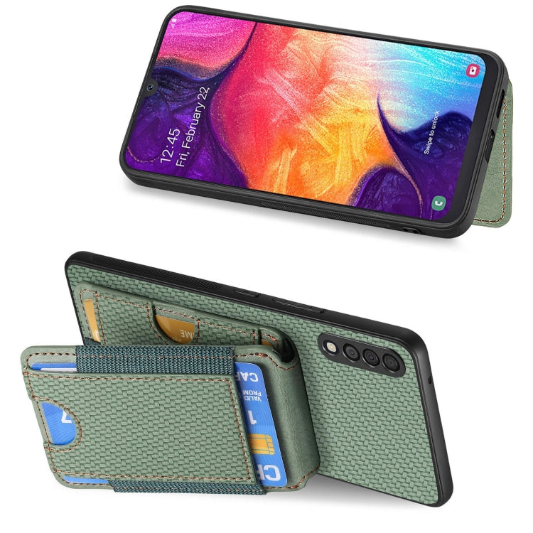 For Samsung Galaxy A10 Carbon Fiber Vertical Flip Wallet Stand Phone Case