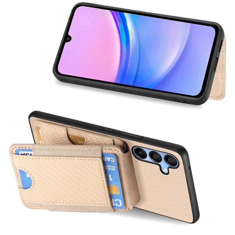 For Samsung Galaxy A14 4G / 5G Carbon Fiber Vertical Flip Wallet Stand Phone Case