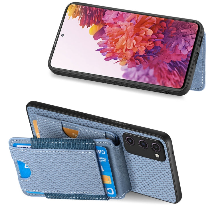 For Samsung Galaxy S20 FE Carbon Fiber Vertical Flip Wallet Stand Phone Case