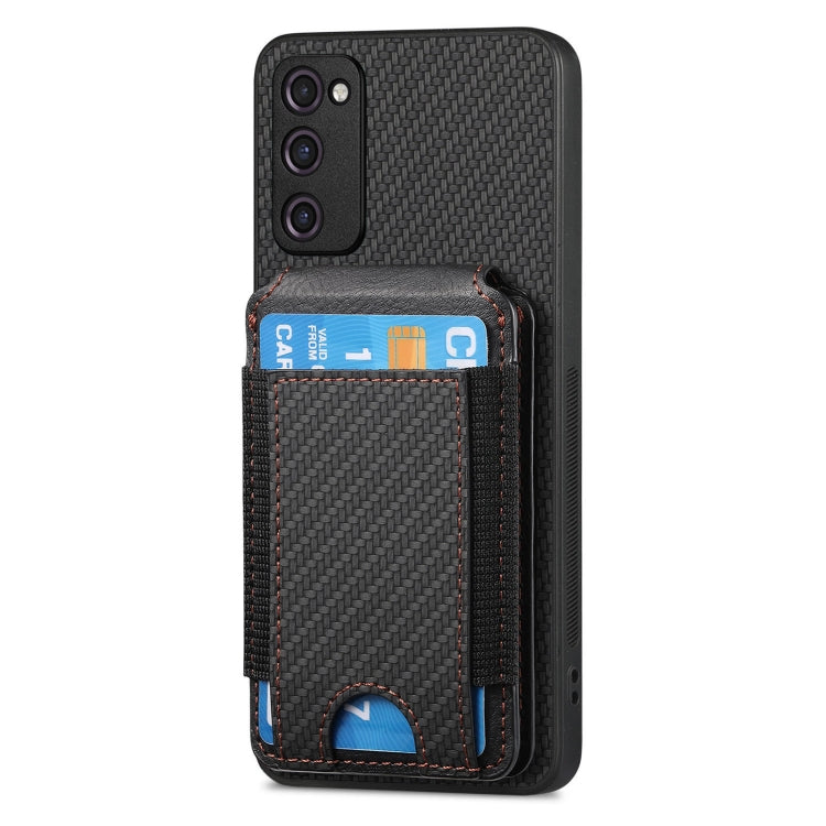 For Samsung Galaxy S20 FE Carbon Fiber Vertical Flip Wallet Stand Phone Case