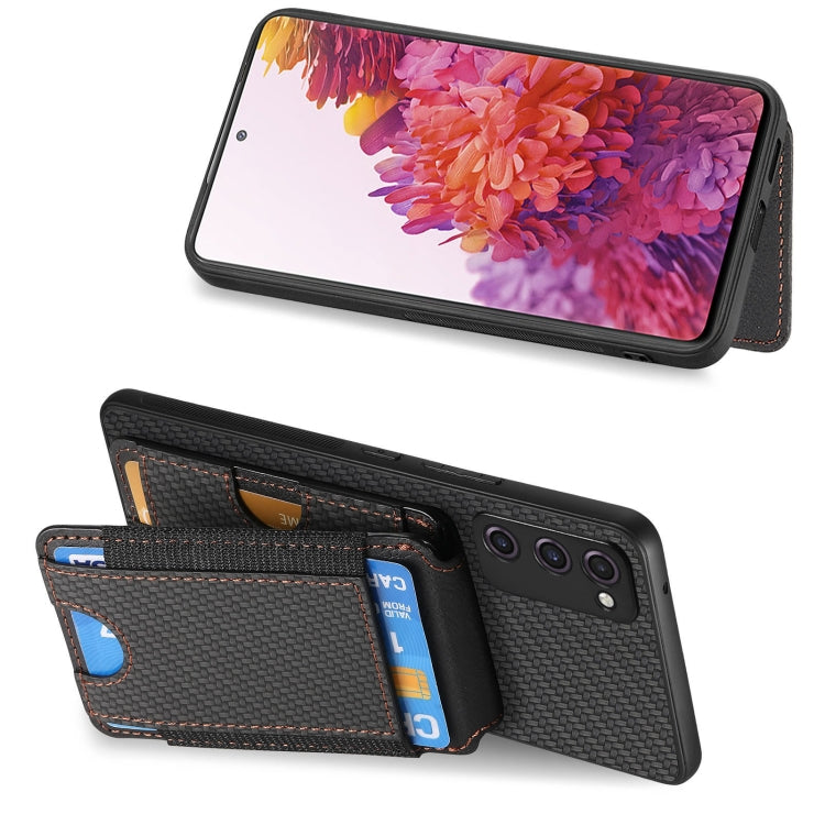 For Samsung Galaxy S20 FE Carbon Fiber Vertical Flip Wallet Stand Phone Case