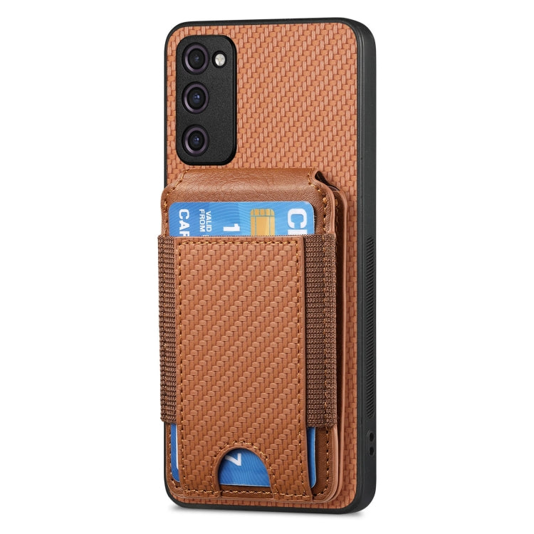 For Samsung Galaxy S20 FE Carbon Fiber Vertical Flip Wallet Stand Phone Case