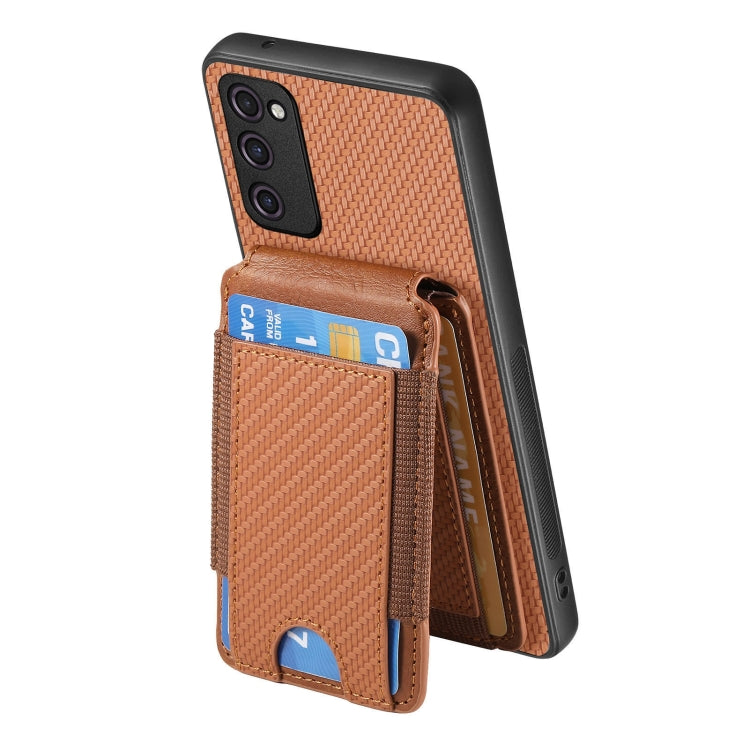 For Samsung Galaxy S20 FE Carbon Fiber Vertical Flip Wallet Stand Phone Case