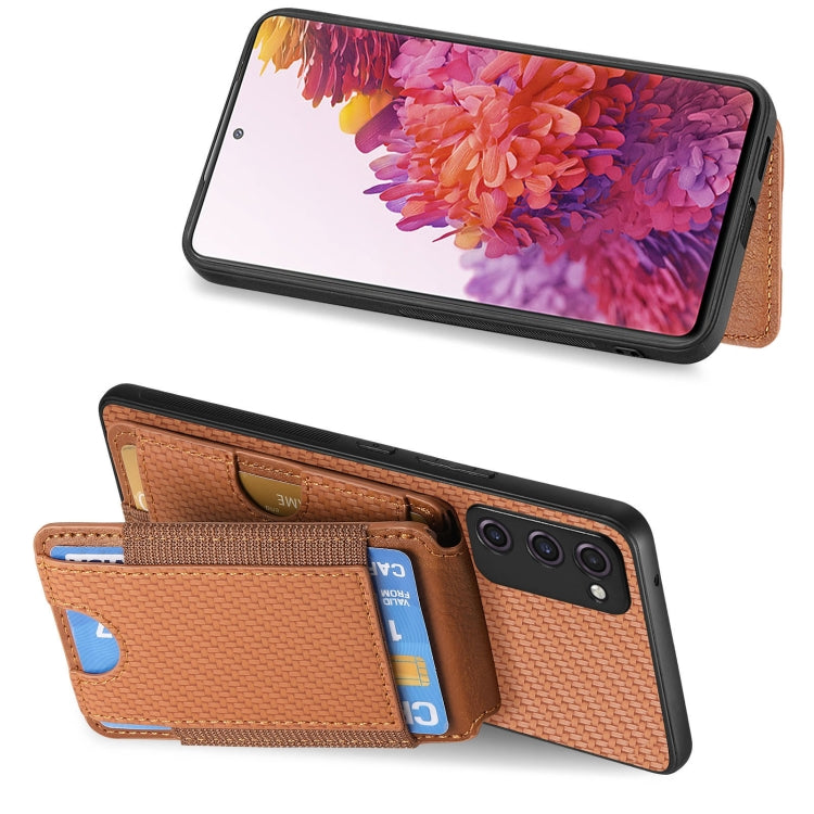 For Samsung Galaxy S20 FE Carbon Fiber Vertical Flip Wallet Stand Phone Case