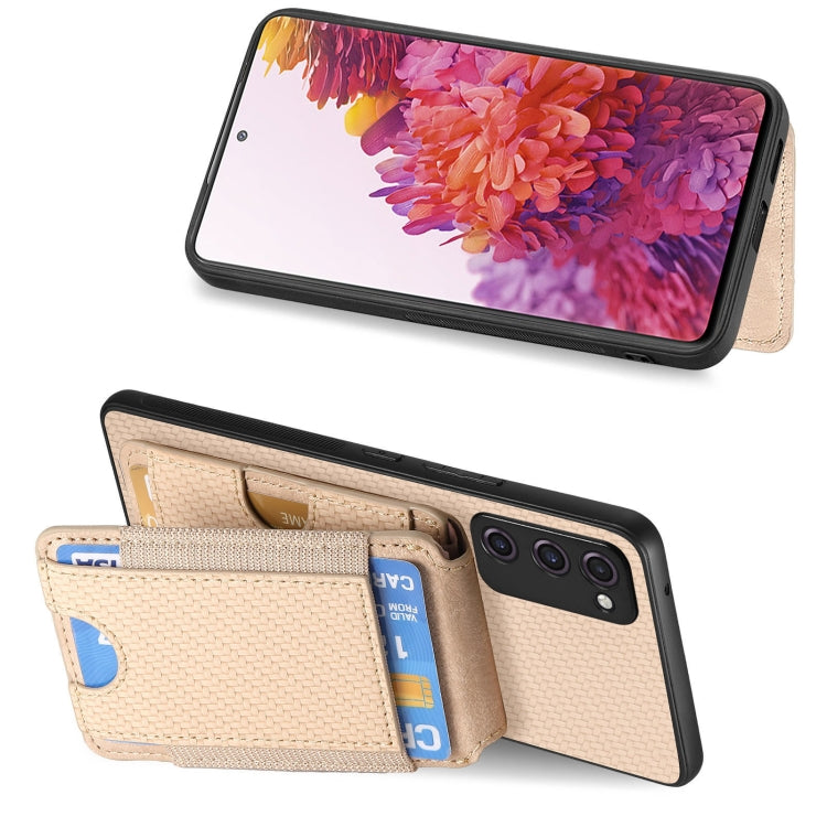 For Samsung Galaxy S20 FE Carbon Fiber Vertical Flip Wallet Stand Phone Case