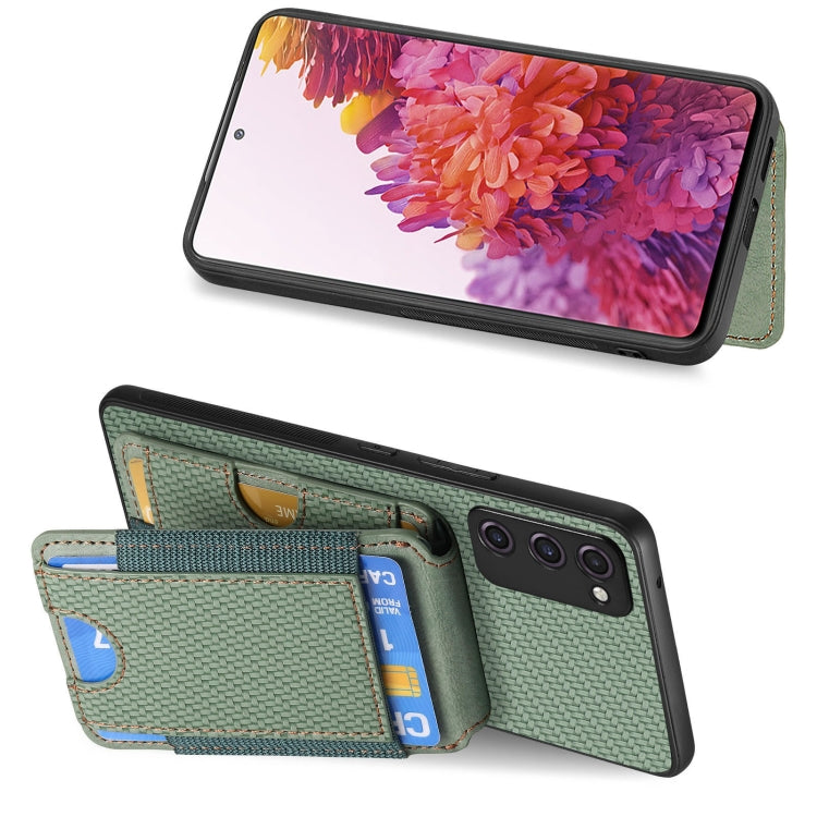 For Samsung Galaxy S20 FE Carbon Fiber Vertical Flip Wallet Stand Phone Case