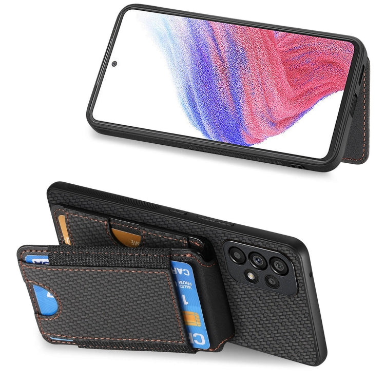 For Samsung Galaxy A52 Carbon Fiber Vertical Flip Wallet Stand Phone Case