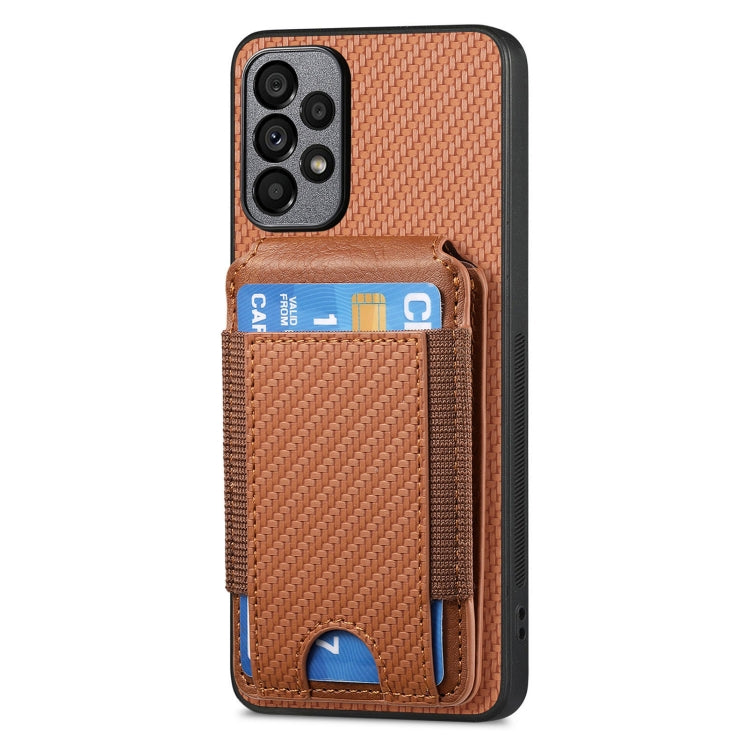 For Samsung Galaxy A52 Carbon Fiber Vertical Flip Wallet Stand Phone Case
