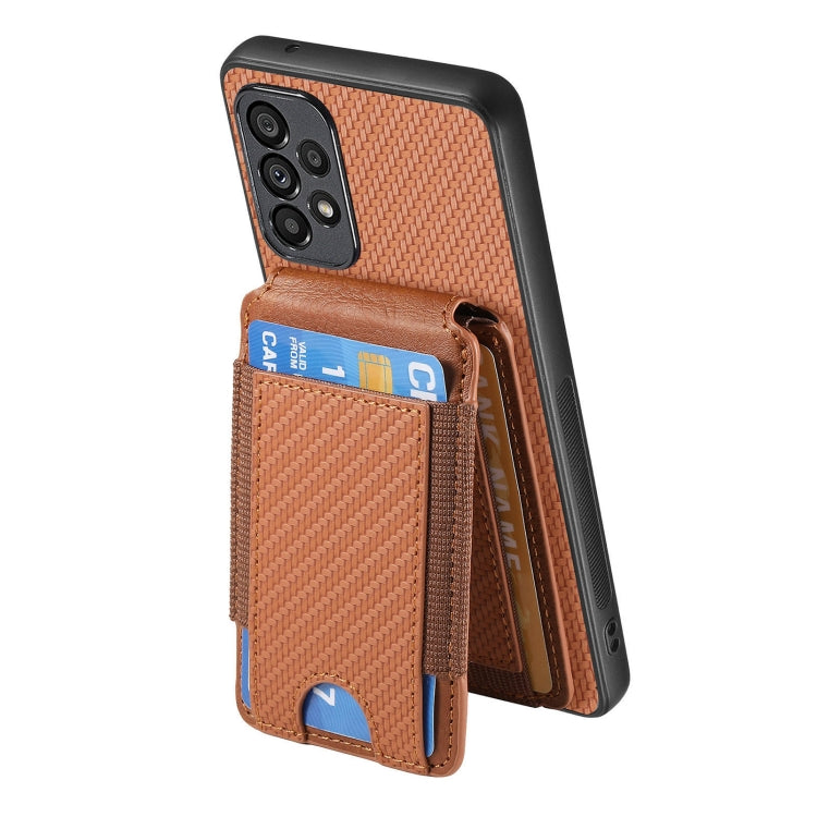 For Samsung Galaxy A52 Carbon Fiber Vertical Flip Wallet Stand Phone Case