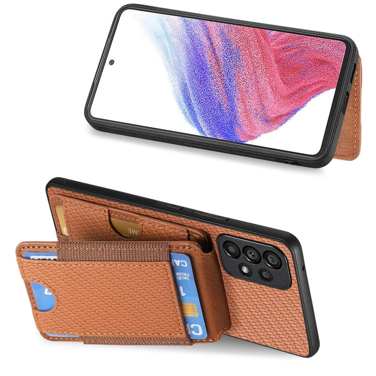 For Samsung Galaxy A52 Carbon Fiber Vertical Flip Wallet Stand Phone Case