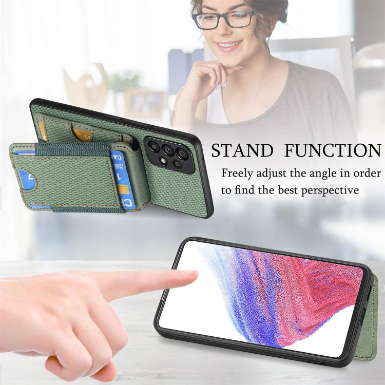 For Samsung Galaxy A52 Carbon Fiber Vertical Flip Wallet Stand Phone Case