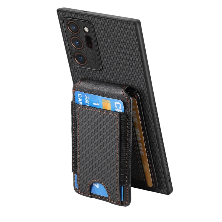 For Samsung Galaxy Note20 Carbon Fiber Vertical Flip Wallet Stand Phone Case