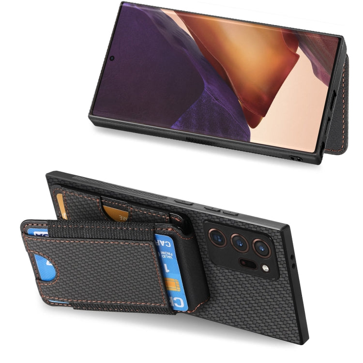 For Samsung Galaxy Note20 Carbon Fiber Vertical Flip Wallet Stand Phone Case