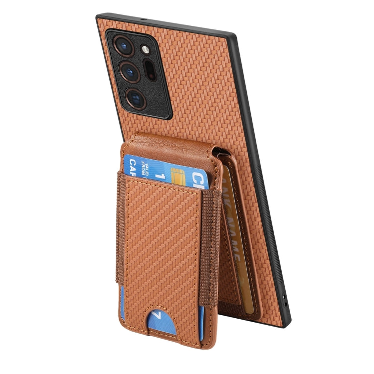 For Samsung Galaxy Note20 Carbon Fiber Vertical Flip Wallet Stand Phone Case