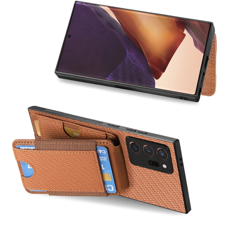 For Samsung Galaxy Note20 Carbon Fiber Vertical Flip Wallet Stand Phone Case