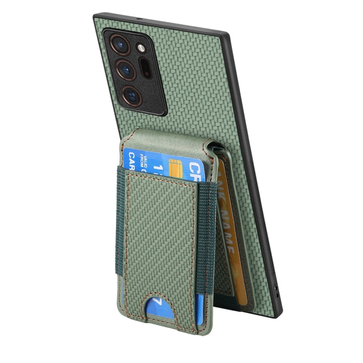 For Samsung Galaxy Note20 Carbon Fiber Vertical Flip Wallet Stand Phone Case