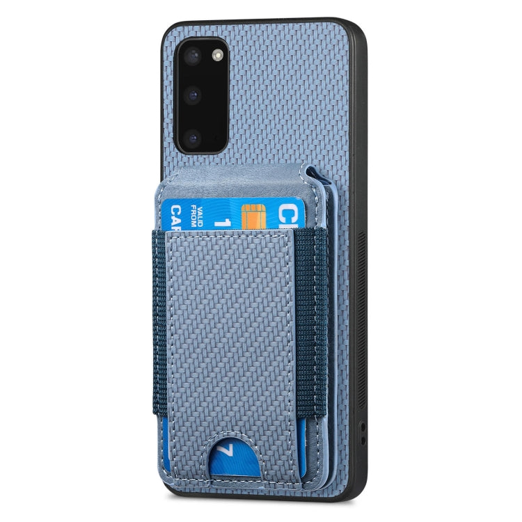 For Samsung Galaxy S20 Carbon Fiber Vertical Flip Wallet Stand Phone Case