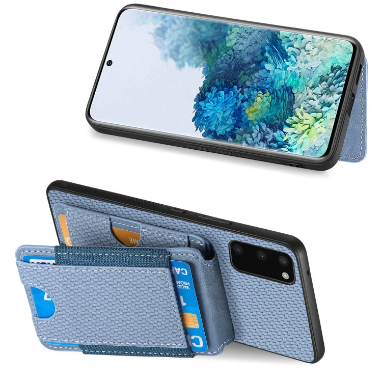 For Samsung Galaxy S20 Carbon Fiber Vertical Flip Wallet Stand Phone Case