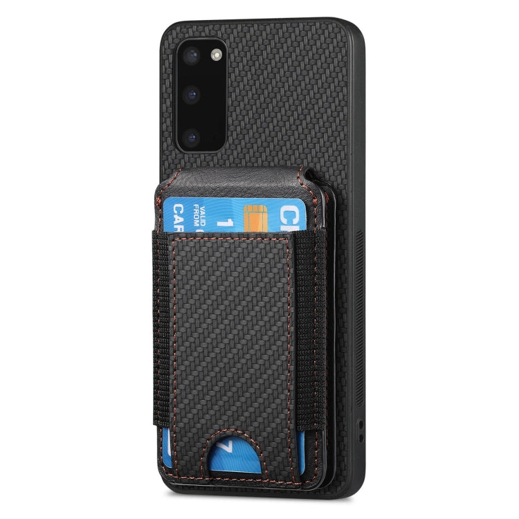 For Samsung Galaxy S20 Carbon Fiber Vertical Flip Wallet Stand Phone Case