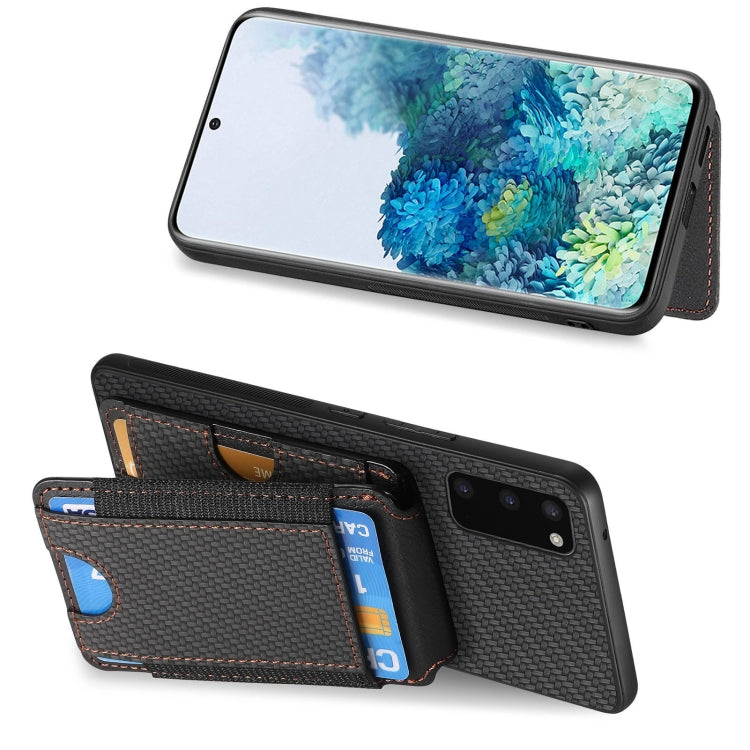 For Samsung Galaxy S20 Carbon Fiber Vertical Flip Wallet Stand Phone Case