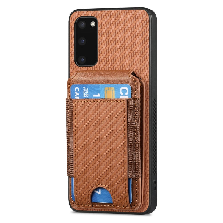 For Samsung Galaxy S20 Carbon Fiber Vertical Flip Wallet Stand Phone Case