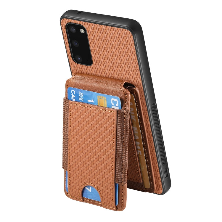 For Samsung Galaxy S20 Carbon Fiber Vertical Flip Wallet Stand Phone Case