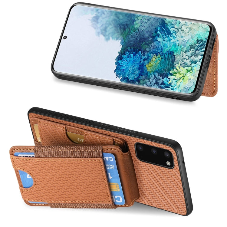 For Samsung Galaxy S20 Carbon Fiber Vertical Flip Wallet Stand Phone Case