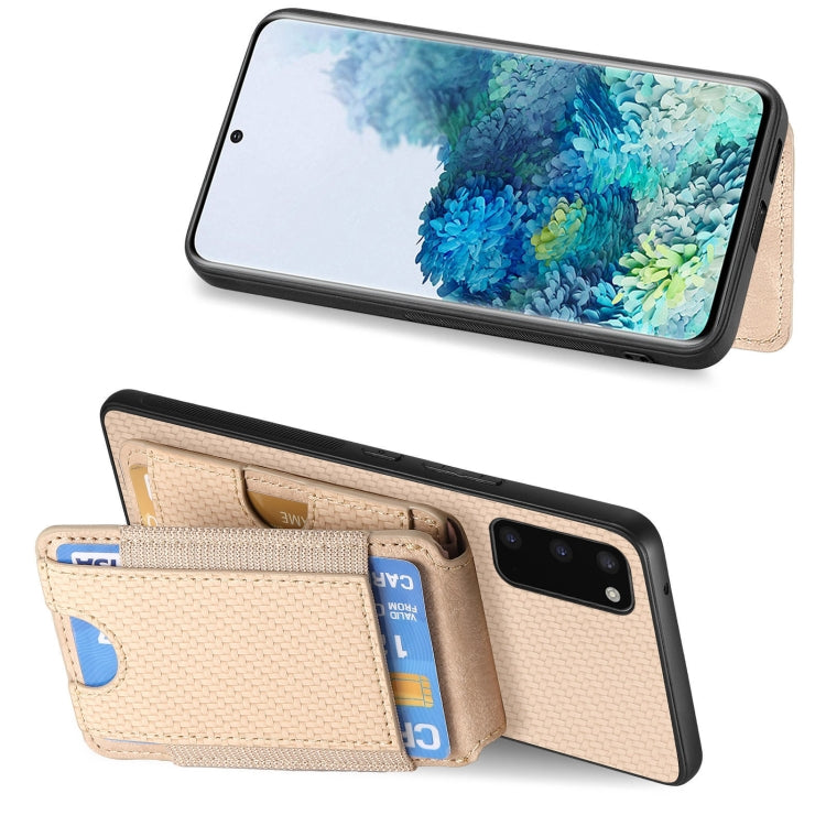 For Samsung Galaxy S20 Carbon Fiber Vertical Flip Wallet Stand Phone Case
