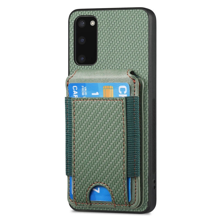 For Samsung Galaxy S20 Carbon Fiber Vertical Flip Wallet Stand Phone Case