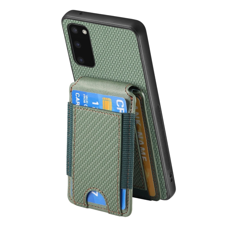 For Samsung Galaxy S20 Carbon Fiber Vertical Flip Wallet Stand Phone Case