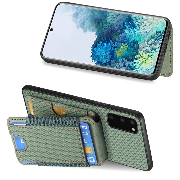 For Samsung Galaxy S20 Carbon Fiber Vertical Flip Wallet Stand Phone Case