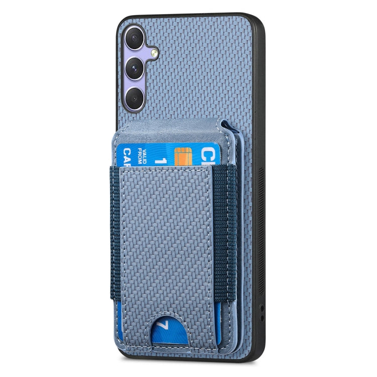 For Samsung Galaxy S25 5G Carbon Fiber Vertical Flip Wallet Stand Phone Case