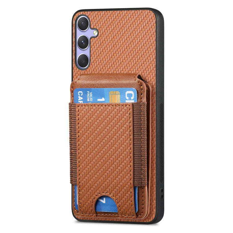 For Samsung Galaxy S25 5G Carbon Fiber Vertical Flip Wallet Stand Phone Case
