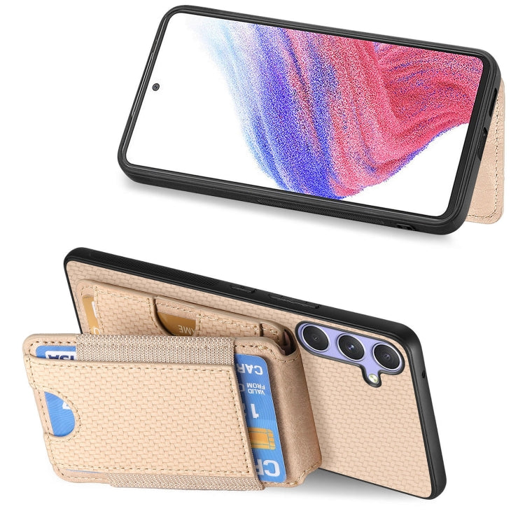 For Samsung Galaxy S25 5G Carbon Fiber Vertical Flip Wallet Stand Phone Case