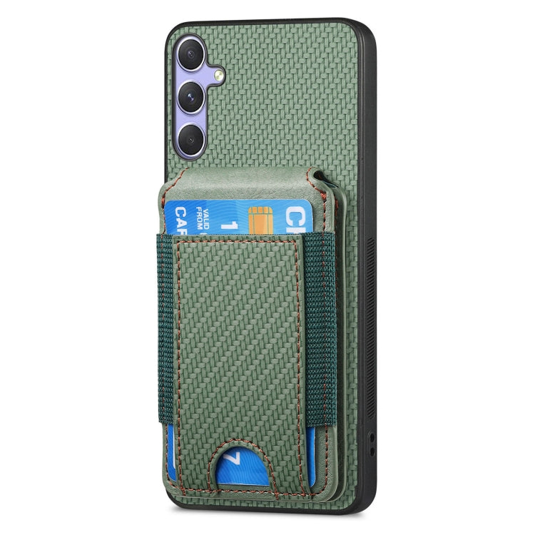 For Samsung Galaxy S25 5G Carbon Fiber Vertical Flip Wallet Stand Phone Case