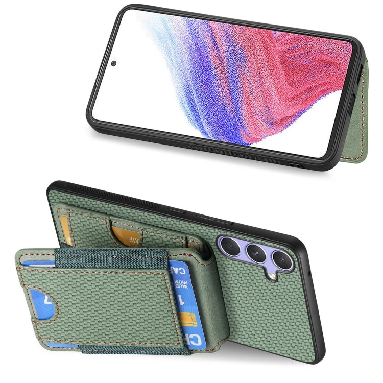 For Samsung Galaxy S25 5G Carbon Fiber Vertical Flip Wallet Stand Phone Case