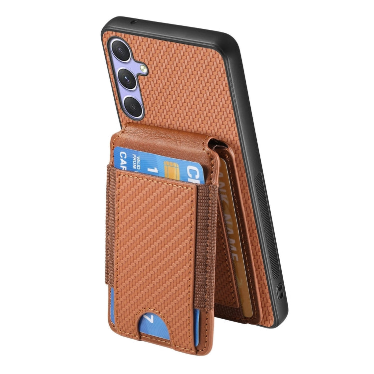 For Samsung Galaxy S25 Ultra 5G Carbon Fiber Vertical Flip Wallet Stand Phone Case