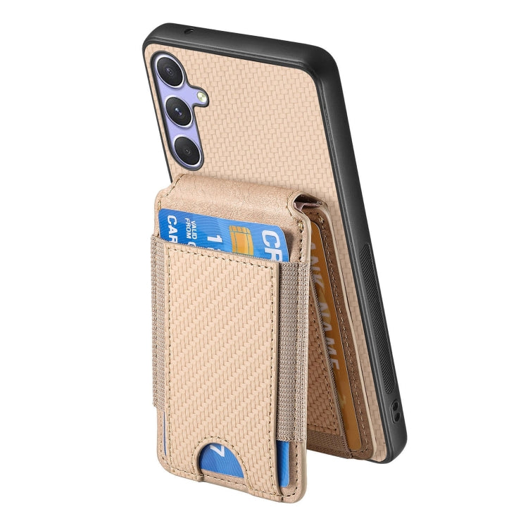 For Samsung Galaxy S25 Ultra 5G Carbon Fiber Vertical Flip Wallet Stand Phone Case