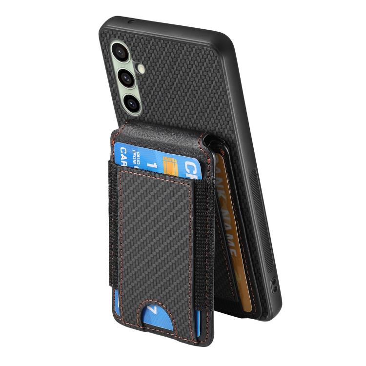 For Samsung Galaxy A36 Carbon Fiber Vertical Flip Wallet Stand Phone Case