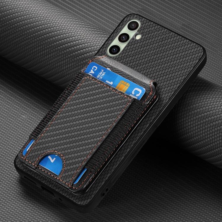 For Samsung Galaxy A36 Carbon Fiber Vertical Flip Wallet Stand Phone Case