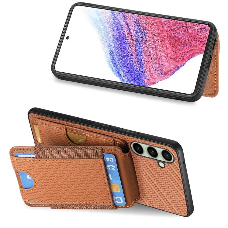 For Samsung Galaxy A36 Carbon Fiber Vertical Flip Wallet Stand Phone Case