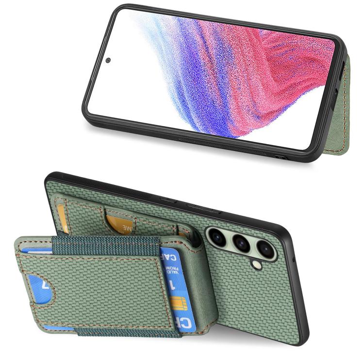 For Samsung Galaxy A36 Carbon Fiber Vertical Flip Wallet Stand Phone Case