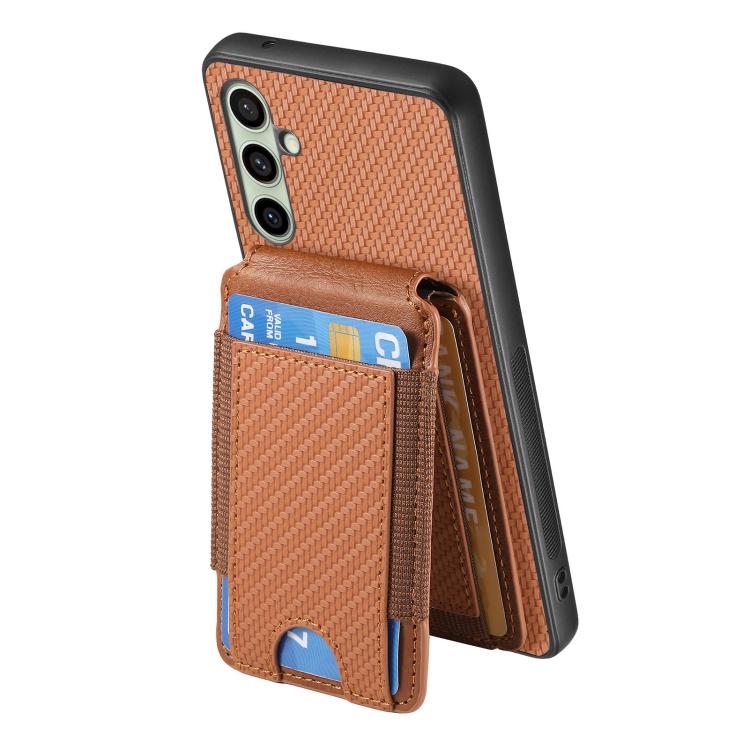 For Samsung Galaxy A56 5G Carbon Fiber Vertical Flip Wallet Stand Phone Case
