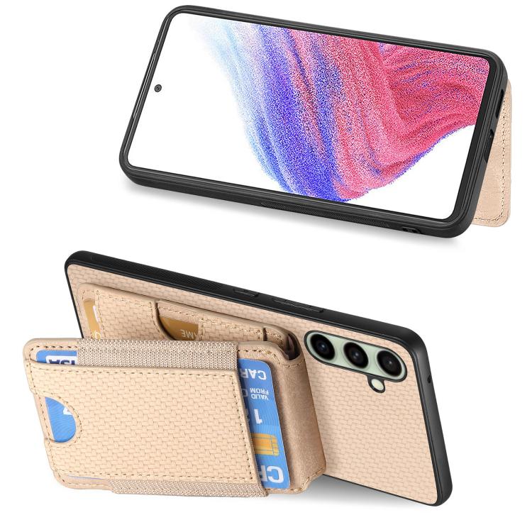 For Samsung Galaxy A56 5G Carbon Fiber Vertical Flip Wallet Stand Phone Case