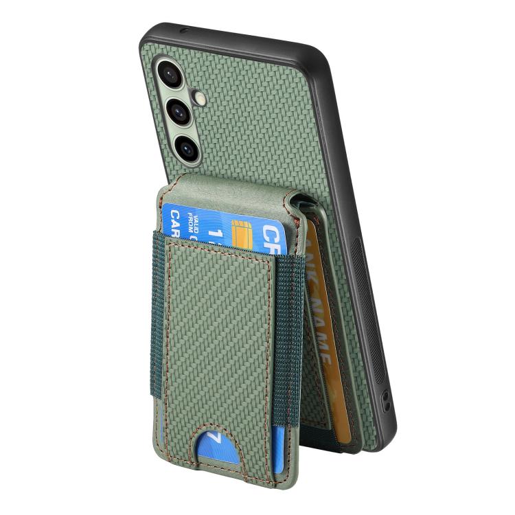 For Samsung Galaxy A56 5G Carbon Fiber Vertical Flip Wallet Stand Phone Case